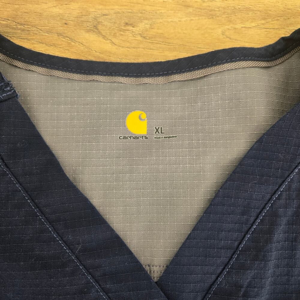 Carhartt Men's Scrub Top Shirt V-Neck Pocket Navy Rip Stop C16418 Size XL - Picture 4 of 6
